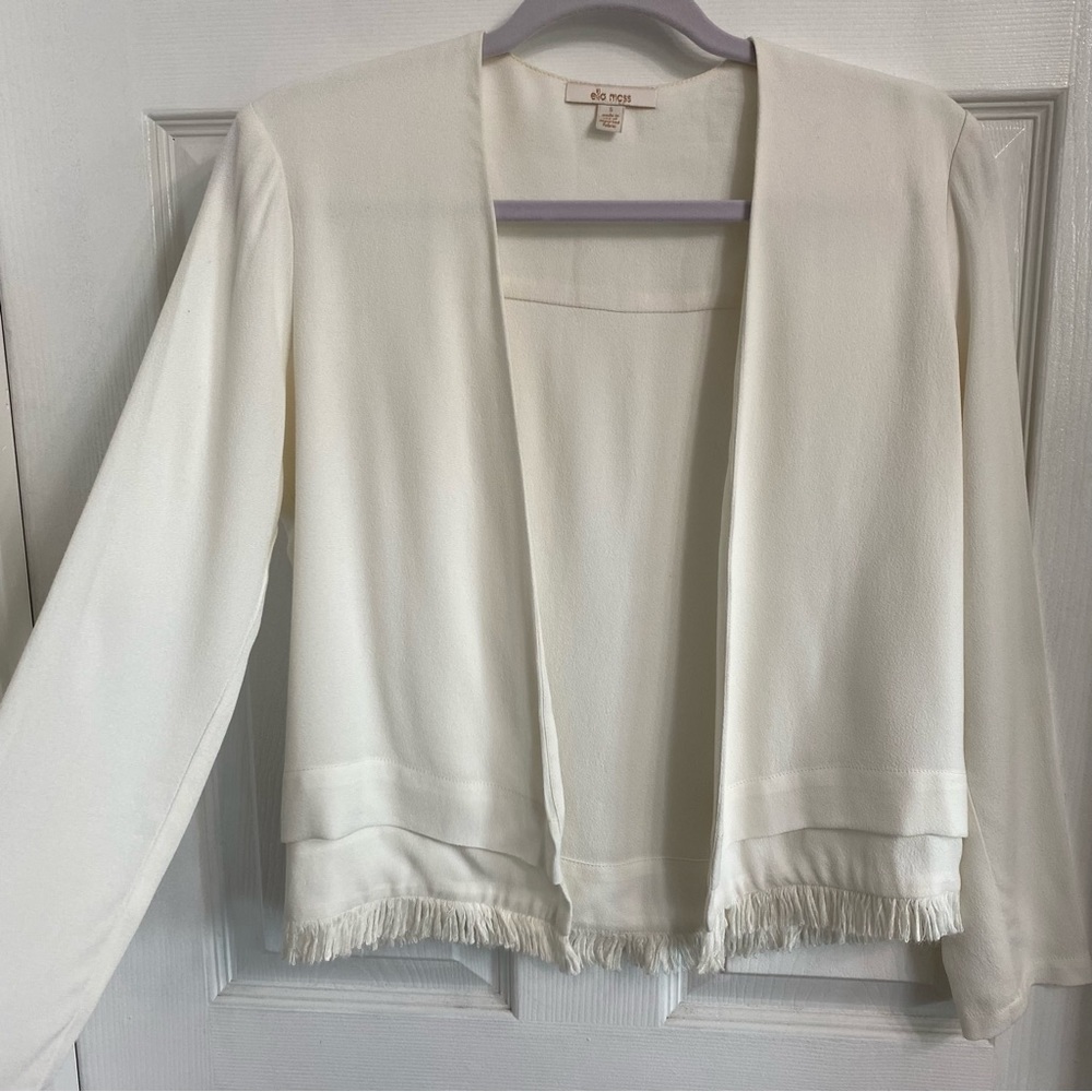 Ella Moss open lightweight jacket with fringe hem women’s small - Picture 8 of 12